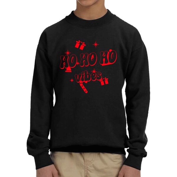 Ho Ho Ho Vibes - Youth Fleece Crew Sweatshirt Thumbnail