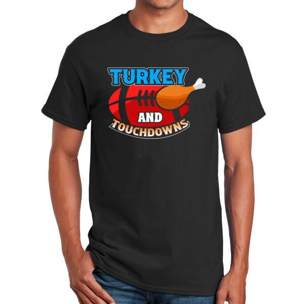 Turkey And Touchdowns - Unisex Adult T- Shirt Thumbnail