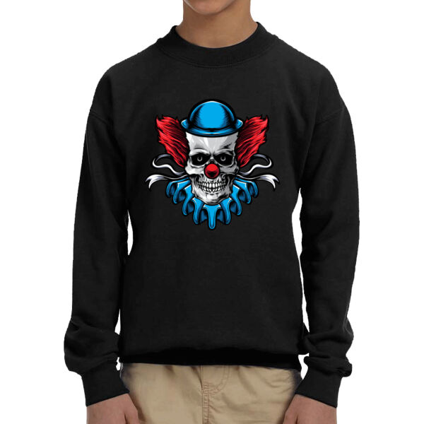 Scary Skull Clown - Youth Fleece Crew Sweatshirt Thumbnail