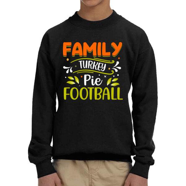Family Turkey Pie Football - Youth Fleece Crew Sweatshirt Thumbnail