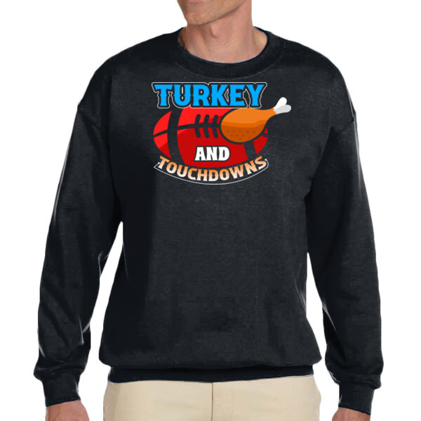 Turkey And Touchdowns - Unisex Adult Fleece Crew Sweatshirt Thumbnail