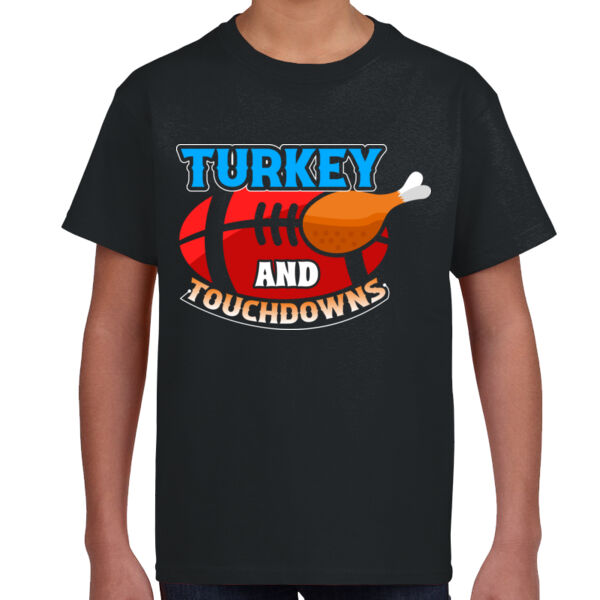 Turkey And Touchdowns - Youth T -Shirt Thumbnail