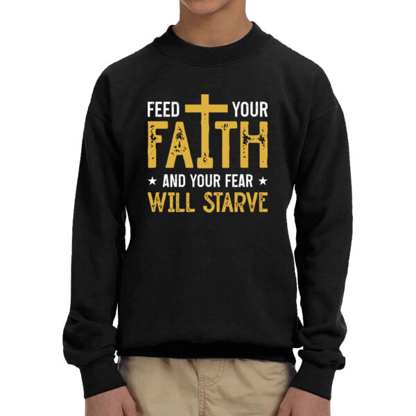 Feed Your Faith - Youth Fleece Crew Sweatshirt Thumbnail