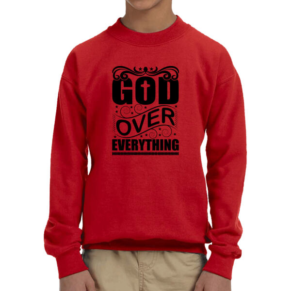 God Over Everything - Unisex Youth Fleece Crew Sweatshirt  Thumbnail