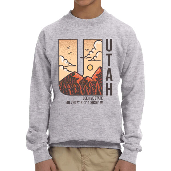 Utah -Youth Fleece Crew Sweatshirt Thumbnail