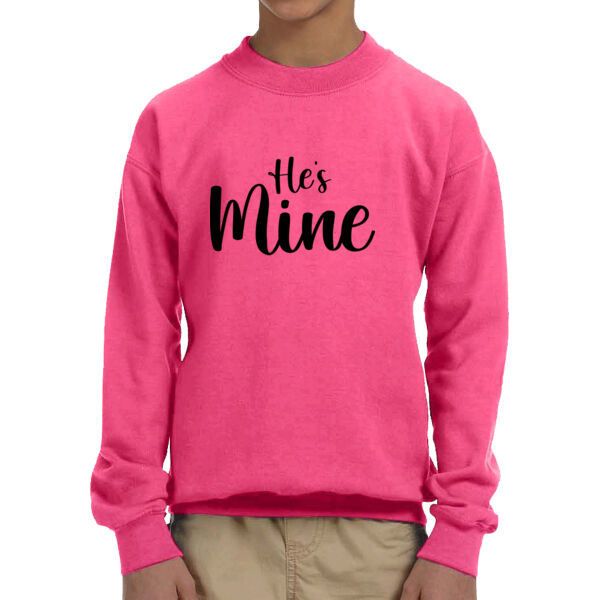 He's Mine - Youth Unisex Fleece Crew Sweatshirt Thumbnail
