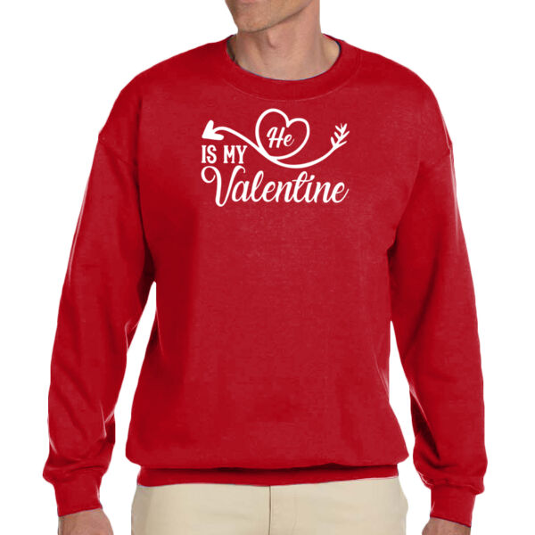 He is my Valentine - Unisex Adult Fleece Crew Sweatshirt Thumbnail