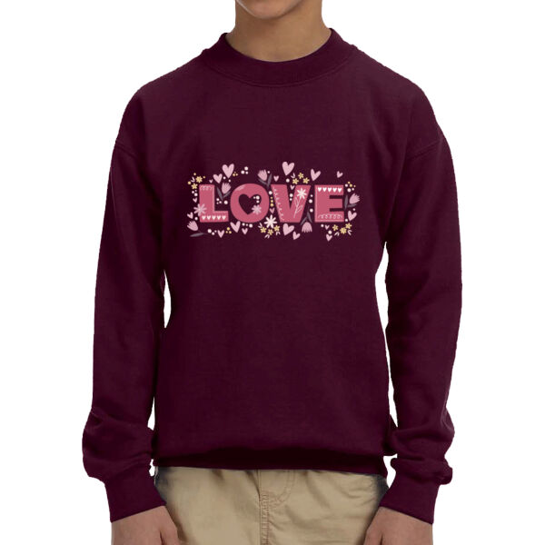 Love - Youth Unisex Fleece Crew Sweatshirt Thumbnail
