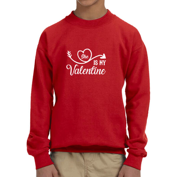 She's My Valentine - Youth Unisex Fleece Crew Sweatshirt Thumbnail