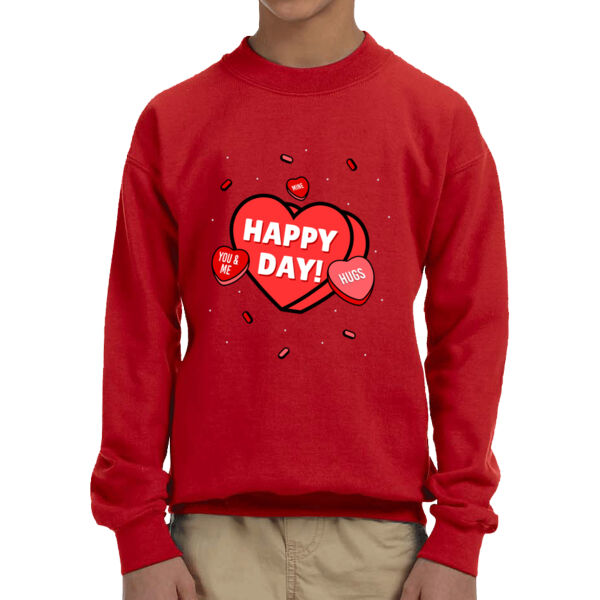 Its Happy Day - Youth Unisex Fleece Crew Sweatshirt Thumbnail