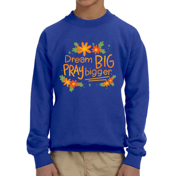 Dream Big Pray Bigger - Unisex  Youth Fleece Crew Sweatshirt  Thumbnail