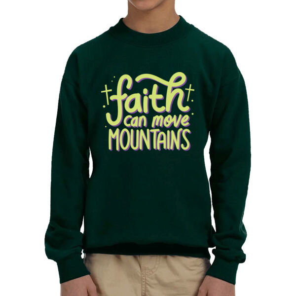 Faith Can Move Mountains - Unisex  Youth Fleece Crew Sweatshirt  Thumbnail