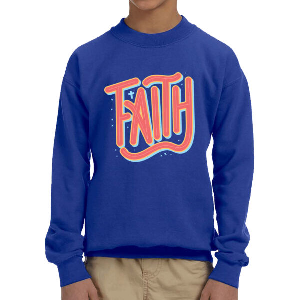 Faith  - Unisex  Youth Fleece Crew Sweatshirt  Thumbnail