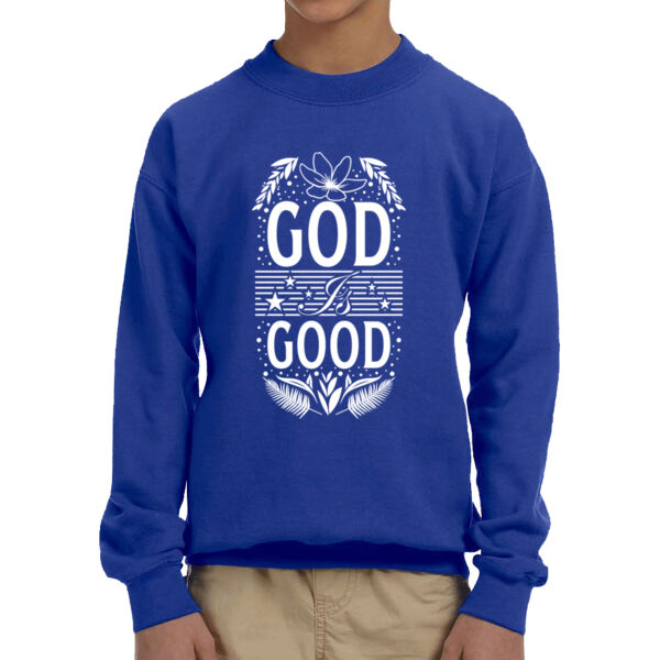God Is Good - Unisex  Youth Fleece Crew Sweatshirt  Thumbnail