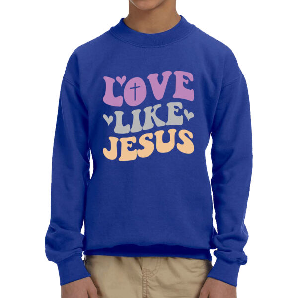 Love Like Jesus - Unisex  Youth Fleece Crew Sweatshirt  Thumbnail