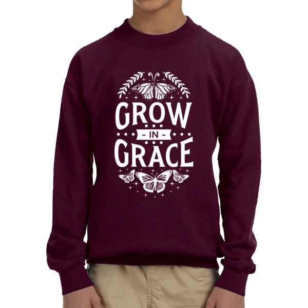 Grow In Grace - Unisex  Youth Fleece Crew Sweatshirt  Thumbnail