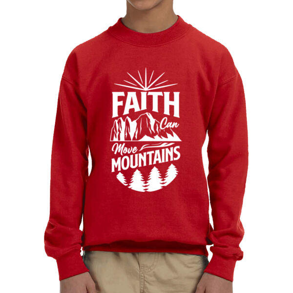 Faith Can Move Mountains - Unisex  Youth Fleece Crew Sweatshirt  Thumbnail
