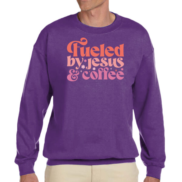Fueled By Jesus & Coffee - Unisex Adult Fleece Crew Sweatshirt Thumbnail