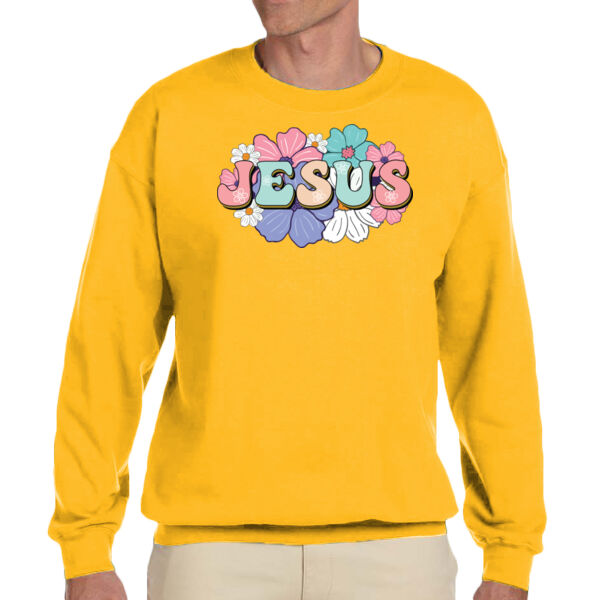 Floral Jesus - Unisex Adult Fleece Crew Sweatshirt Thumbnail