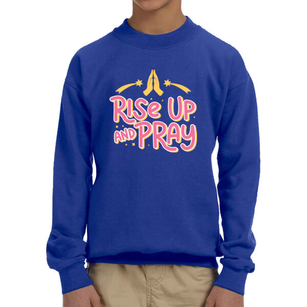 Rise Up And Pray  - Unisex  Youth Fleece Crew Sweatshirt  Thumbnail