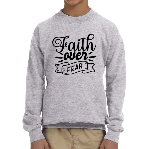 Faith Over Fear 3 - Unisex  Youth Fleece Crew Sweatshirt  Thumbnail