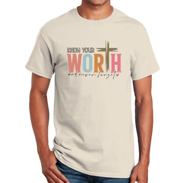 Know Your Worth And Never Forget - Unisex Adult T-Shirt Thumbnail