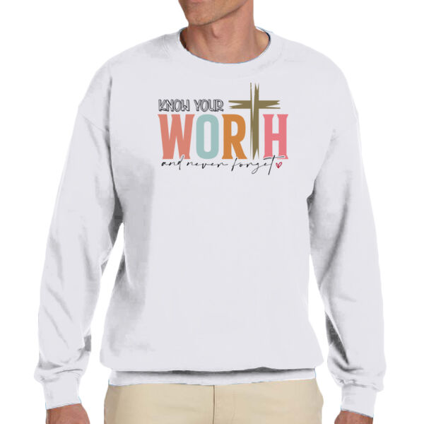 Know Your Worth And Never Forget - Unisex Adult Fleece Crew Sweatshirt Thumbnail