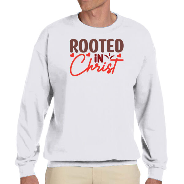 Rooted In Christ - Unisex Fleece Crew Sweatshirt Thumbnail