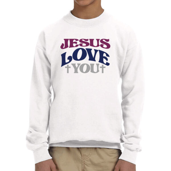 Jesus Love You - Unisex  Youth Fleece Crew Sweatshirt  Thumbnail