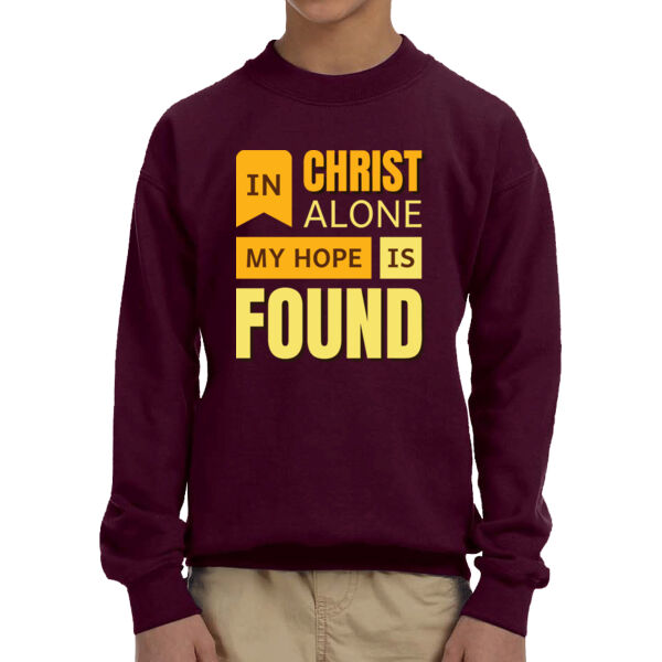 In Christ Alone my Hope Is Found - Unisex  Youth Fleece Crew Sweatshirt  Thumbnail