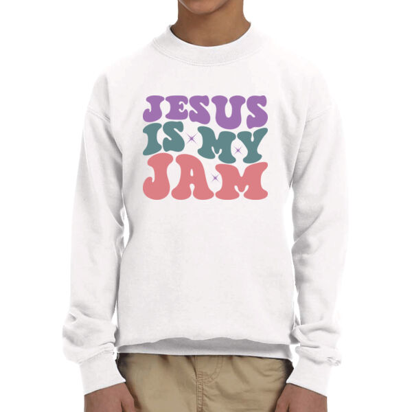 Jesus Is My Jam - Unisex Youth Fleece Crew Sweatshirt  Thumbnail