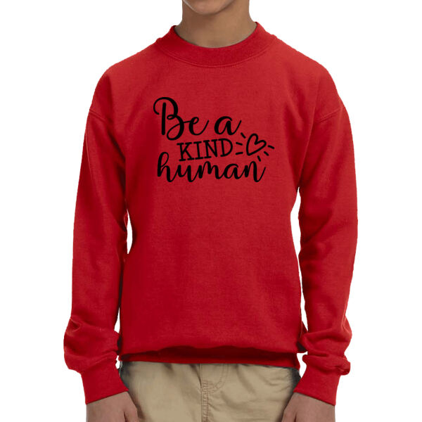 Be a Kind Human - Unisex  Youth Fleece Crew Sweatshirt  Thumbnail
