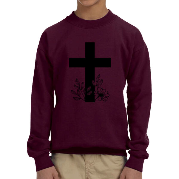 Cross Sign - Unisex Youth Fleece Crew Sweatshirt  Thumbnail