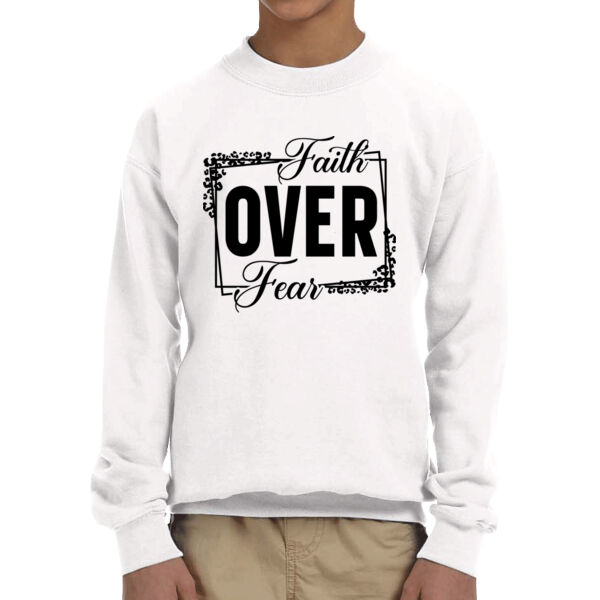 Faith over Fear - Unisex Youth Fleece Crew Sweatshirt  Thumbnail