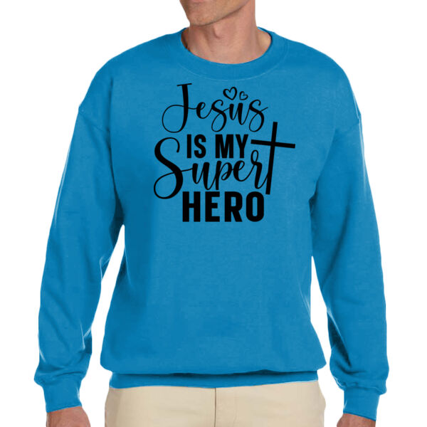 Jesus is My Superhero - Unisex Adult Fleece Crew Sweatshirt Thumbnail
