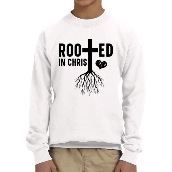 Rooted in Chris - Unisex Youth Fleece Crew Sweatshirt  Thumbnail