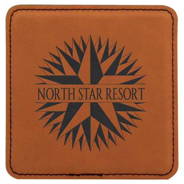 Square Rawhide Laserable Leatherette Coaster Thumbnail